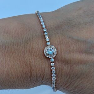 Cote d'Argent Rose Gold Tone Sterling Silver Cubic Zirconia Bolo Bracelet New